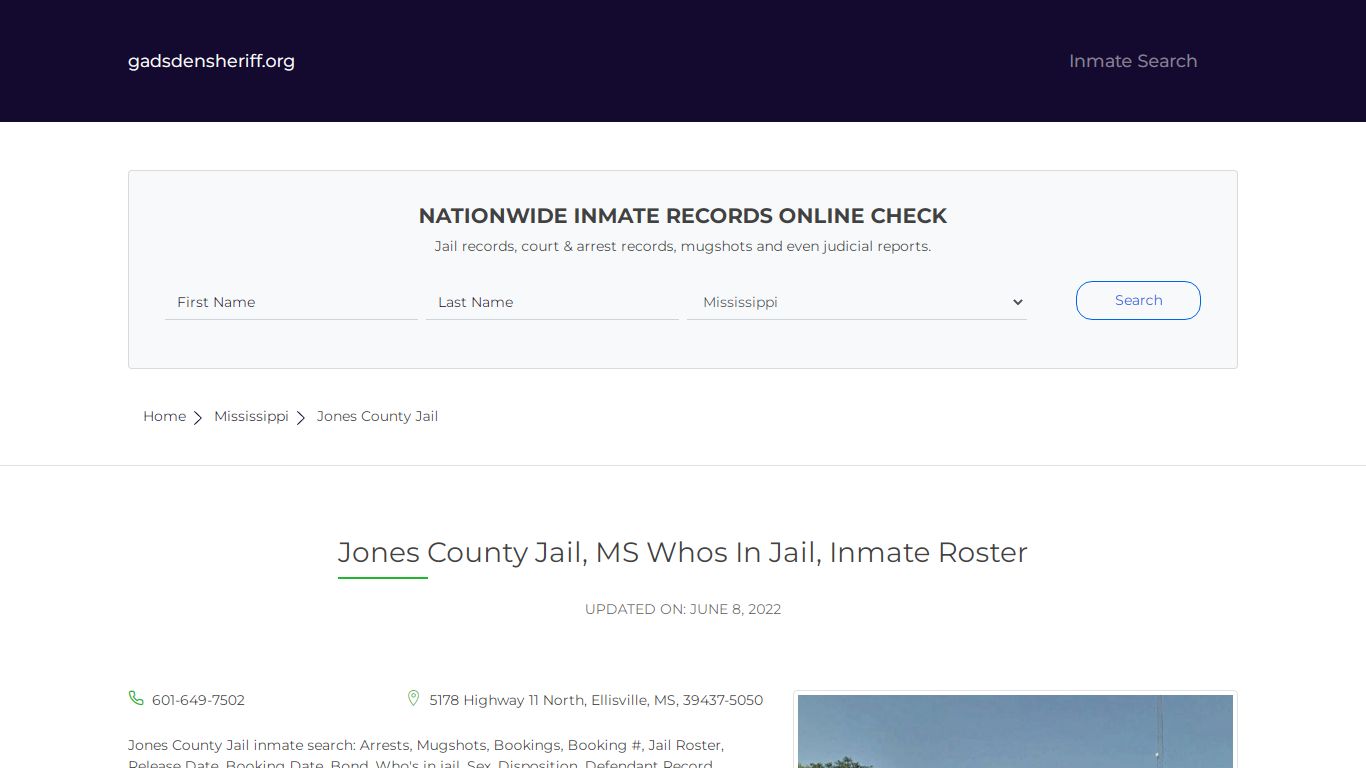 Jones County Jail, MS Inmate Roster, Whos In Jail