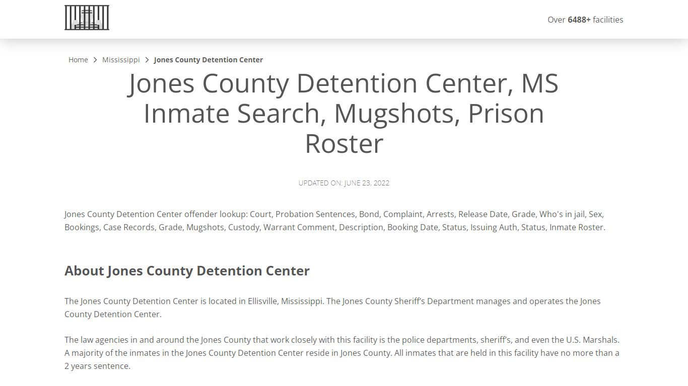 Jones County Detention Center, MS Inmate Search, Mugshots ...